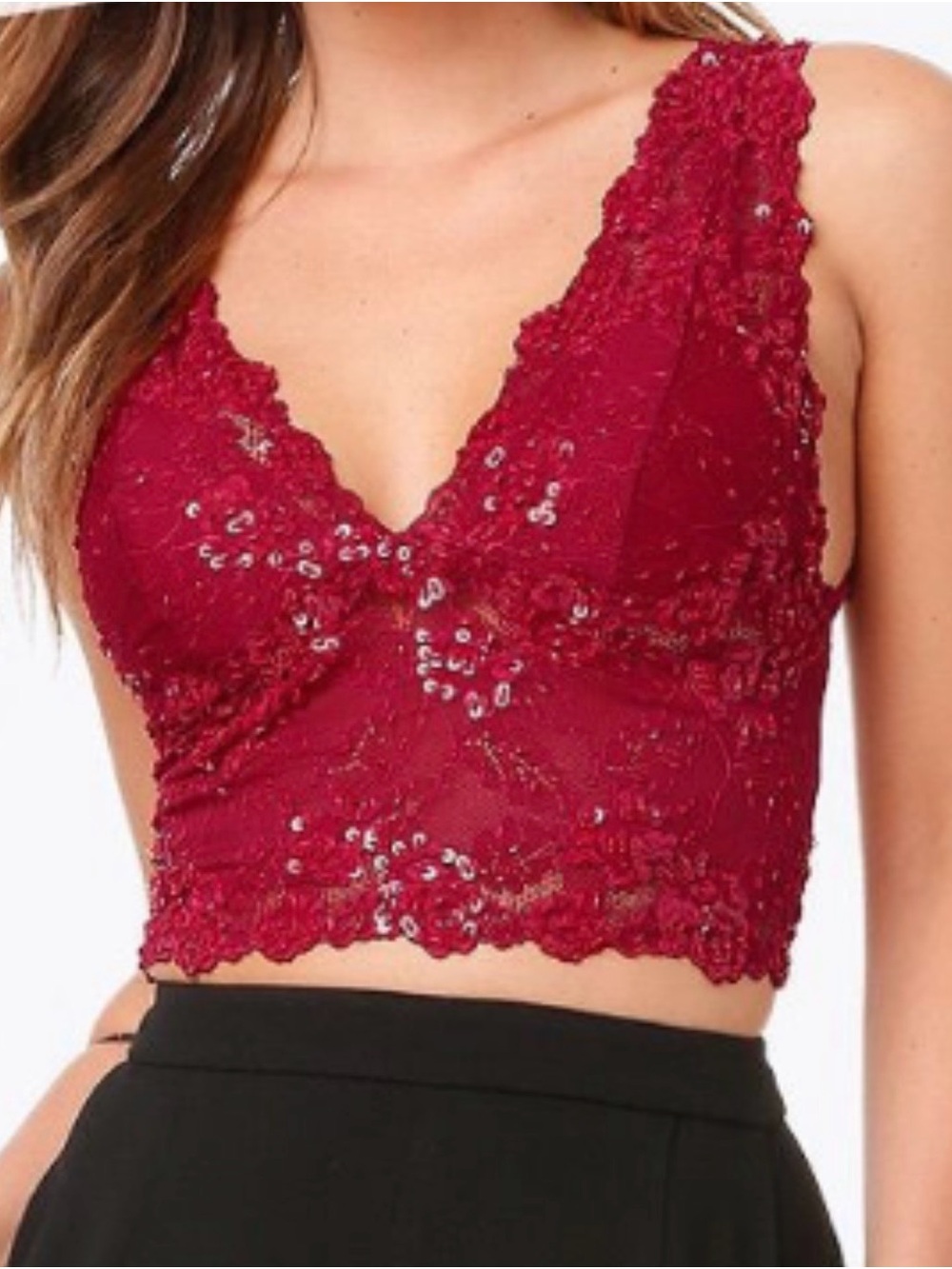 NWT BEBE Karina Beaded Bra Top, in color black, size small